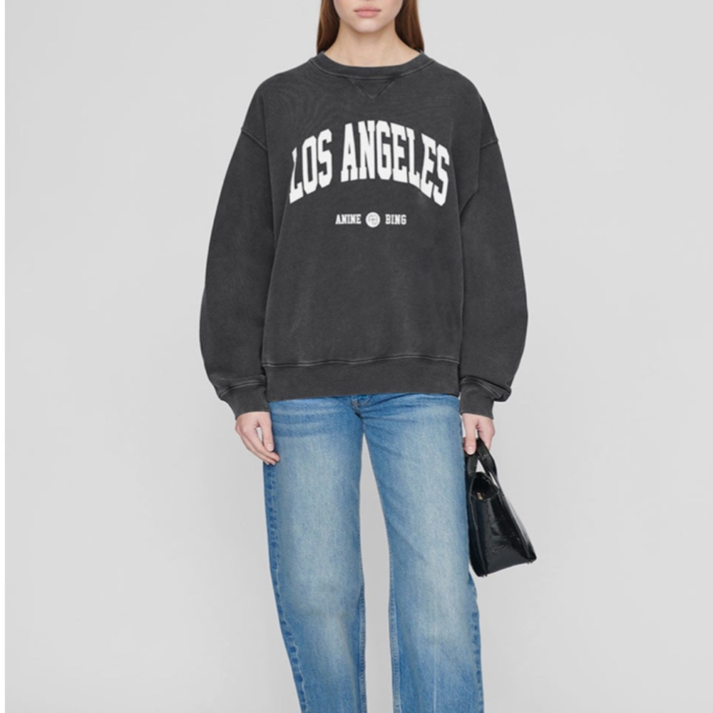 Anine Bing Los Angeles Graphic Crewneck Sweatshirt — Black - Picture 2 of 6